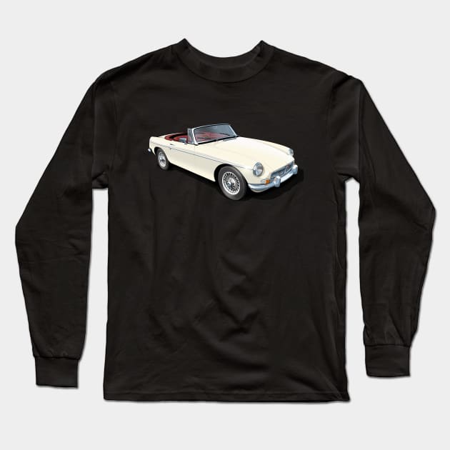 MGB Roadster in old english white Long Sleeve T-Shirt by candcretro